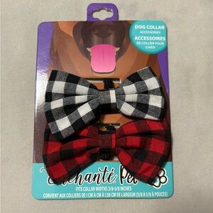 Plaid Bow Tie Set for Dogs - Black and Red